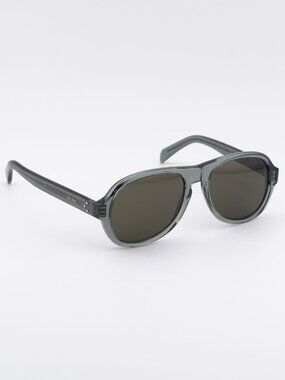 Celine CL40298I 93E Sunglasses Green Aviator Frame, Brown Lenses